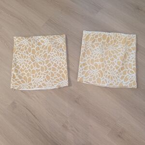 Floral Throw Pillow Covers in Yellow and White